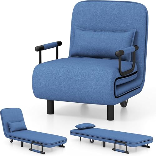 RVGVPMAMTZ Umwandelbares Klappschlafsofa, 3-in-1-Klappsessel mit fünffach Verstellbarer Rückenlehne, bequemes Einzelschlafsofa, Ruhesessel mit Kissen, geeignet für Wohnzimmer, Büro Dark Blue RVGVPMAMTZ Umwandelbares Klappschlafsofa, 3-in-1-Klappsessel mit fünffach Verstellbarer Rückenlehne, bequemes Einzelschlafsofa, Ruhesessel mit Kissen, geeignet für Wohnzimmer, Büro Dark Blue von RVGVPMAMTZ