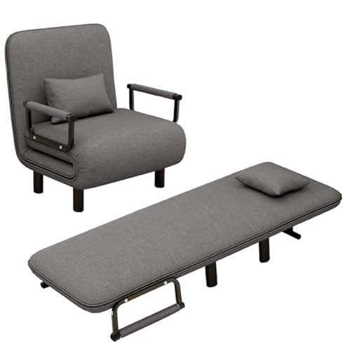 RVGVPMAMTZ Umwandelbares Klappschlafsofa, 3-in-1-Klappsessel mit fünffach Verstellbarer Rückenlehne, bequemes Einzelschlafsofa, Ruhesessel mit Kissen, geeignet für Wohnzimmer, Büro Gray RVGVPMAMTZ Umwandelbares Klappschlafsofa, 3-in-1-Klappsessel mit fünffach Verstellbarer Rückenlehne, bequemes Einzelschlafsofa, Ruhesessel mit Kissen, geeignet für Wohnzimmer, Büro Gray von RVGVPMAMTZ