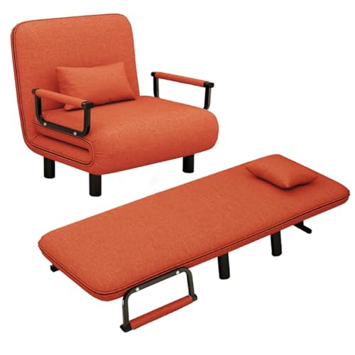 RVGVPMAMTZ Umwandelbares Klappschlafsofa, 3-in-1-Klappsessel mit fünffach Verstellbarer Rückenlehne, bequemes Einzelschlafsofa, Ruhesessel mit Kissen, geeignet für Wohnzimmer, Büro Orange RVGVPMAMTZ Umwandelbares Klappschlafsofa, 3-in-1-Klappsessel mit fünffach Verstellbarer Rückenlehne, bequemes Einzelschlafsofa, Ruhesessel mit Kissen, geeignet für Wohnzimmer, Büro Orange von RVGVPMAMTZ