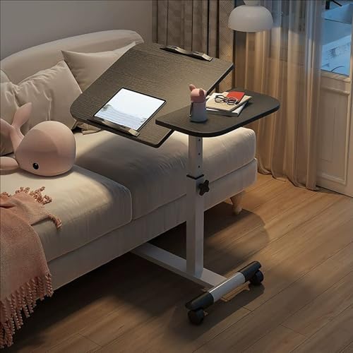 RVGVPMAMTZ Verstellbarer Nachttisch mit Rollen, neigbare Tischplatte, rollender Laptoptisch, beweglicher Stehtisch, Tischplatte kann individuell angehoben und abgesenkt Werden Black von RVGVPMAMTZ