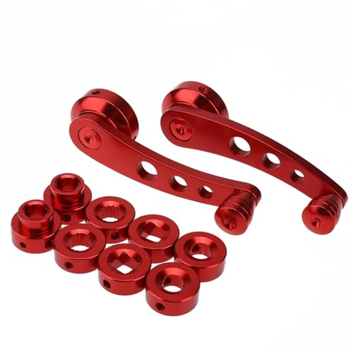 Handkurbel Autofenster 1/2Set 2 Teile/Satz Aluminium Legierung Universal Auto Fenster Griff Wickler Riser Ersatz Rot Blau Silber Schwarz Universal Fensterkurbel(Red 1Set 2Pcs) von RVIFY