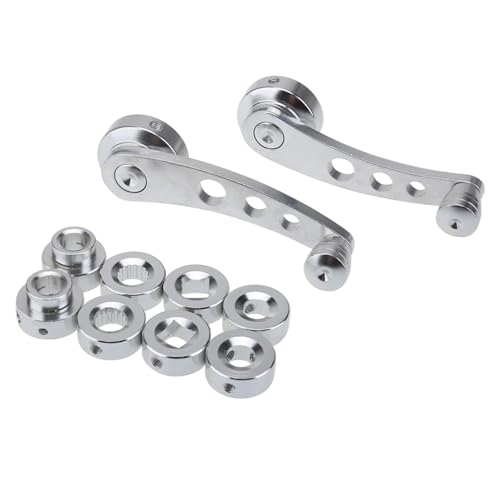 Handkurbel Autofenster 1/2Set 2 Teile/Satz Aluminium Legierung Universal Auto Fenster Griff Wickler Riser Ersatz Rot Blau Silber Schwarz Universal Fensterkurbel(Silver 1Set 2Pcs) von RVIFY