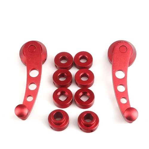 Handkurbel Autofenster 2Pcs Aluminium Legierung Universal Auto Manuelle Fenster Hebe Kurbel Griff Wickler Riser Kurbel Riser Kit Universal Griffe Universal Fensterkurbel(Red) von RVIFY