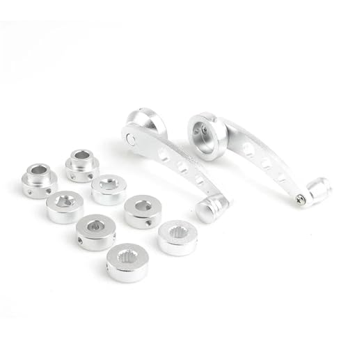 Handkurbel Autofenster 2Pcs Aluminium Legierung Universal Auto Manuelle Fenster Hebe Kurbel Griff Wickler Riser Kurbel Riser Kit Universal Griffe Universal Fensterkurbel(Silver) von RVIFY
