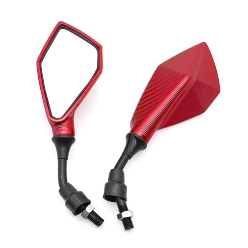 Motorrad Spiegel Set Motorrad Rückspiegel Ersatz Teile Roller E-Bike Rückfahr Hilfs Spiegel Modifizierte Zubehör Motorrad Rückspiegel(Red) von RVIFY