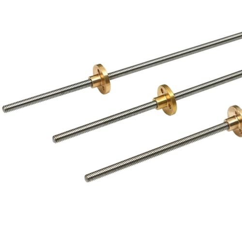 3D-Druckerzubehör Trapezgewindespindel + Mutter, 1 Stück T5-Gewinde 5 mm Führung 1/2/4 mm 100–1000 mm Trapezstange mit Messingmutter(Pitch 1mm Lead 1mm,600mm) von RVJCMCDC