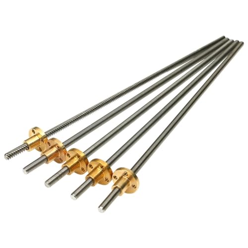 3D-Druckerzubehör Trapezgewindespindel + Mutter, 1 Stück T6 3D-Drucker, Steigung 1 mm, Gewinde 1–6 mm, 100–550 mm, Trapezstange mit Kupfermutter(Pitch 1mm Lead 1mm,200mm) von RVJCMCDC