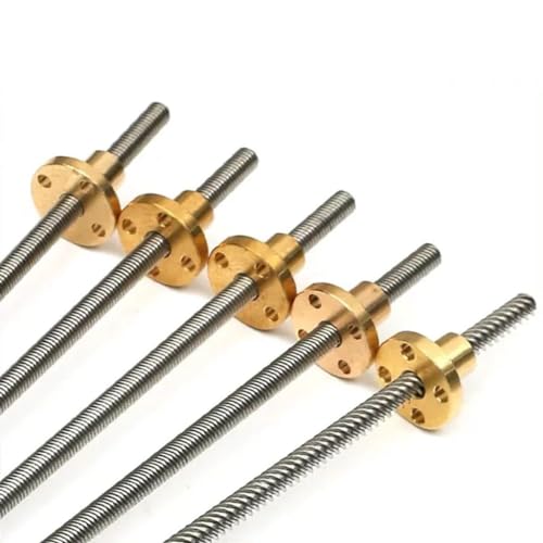 3D-Druckerzubehör Trapezgewindespindel + Mutter, 304 Edelstahl T6 Steigung 1 mm Steigung 1 mm - 6 mm mit Kupfermutter 100-550 mm Trapezgewindespindel, 1 Stück(Picth 1mm Lead 1mm,300mm) von RVJCMCDC