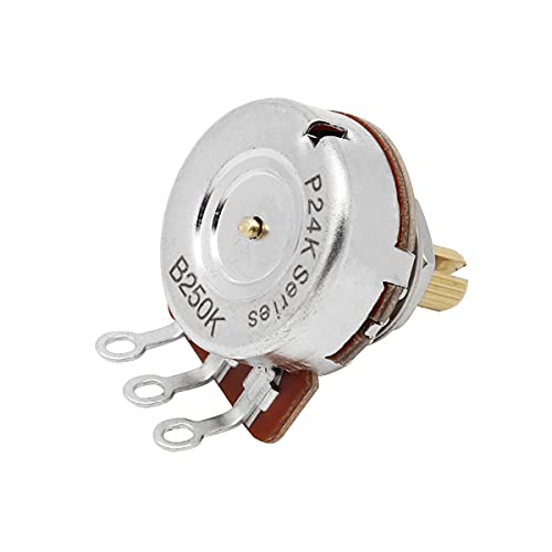 Einstellbarer Widerstand, 1 Stück kurze Messingschaft-Steuertöpfe A500K Audio-Kegelpotentiometer 24-Keil-Split-Schaft D3/8" for die Lautstärkeregelung von E-Gitarren(Long Split Shaft,B250K) von RVJCMCDC
