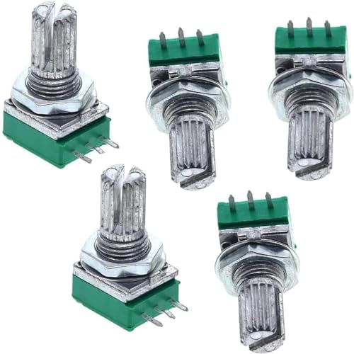 Einstellbarer Widerstand, 10 Stück RK097 RK097N 15 mm 3-polige Potentiometer Industrieschalter B1K 5K 10K 20K 50K 100K 500K Schalter Audiowellenverstärker-Versiegelung(20K Ohm) von RVJCMCDC