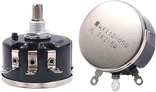 Einstellbarer Widerstand, 2 STÜCKE WX112 3W Drahtpotentiometer Singleturn-Universal-Variabler Widerstand 100-47K Ohm 3-poliges DIY-Wellenpotentiometer-Kit(5.6K Ohm) von RVJCMCDC
