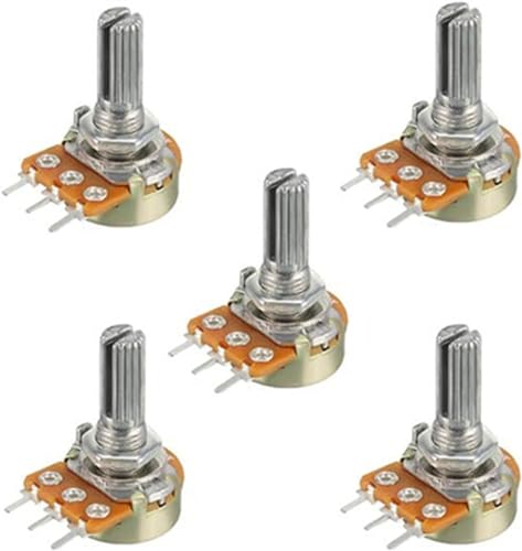 Einstellbarer Widerstand, 5 x WH148 Potentiometer, 20 mm, 3-polig, mit Welle, variable Widerstände, Rotations-Kegel-Potentiometer, 1 kΩ-1 mΩ. (1M Ohm) von RVJCMCDC