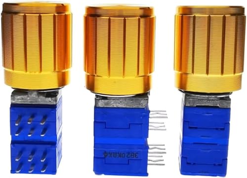 Einstellbarer Widerstand, Potentiometer 3 STÜCKE PTD904 + goldener Aluminiumknopf B20K B20KX4 4-teiliges Drehpotentiometer DIP12 Einstellbarer Widerstand, Potentiometer 3 STÜCKE PTD904 + goldener Aluminiumknopf B20K B20KX4 4-teiliges Drehpotentiometer DIP12 von RVJCMCDC