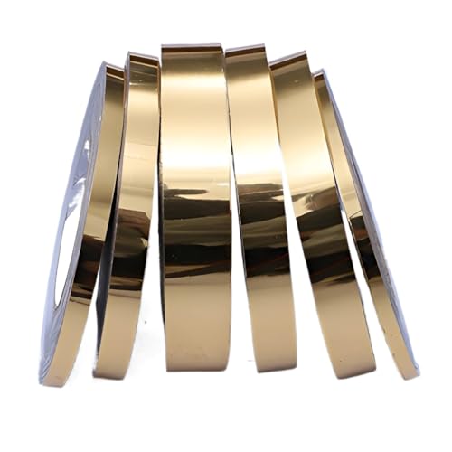 RVJCMCDC Formteile for Abziehen und Aufkleben, Selbstklebende PVC-Leisten, Übergangsstreifen, Bodenkantenleisten, Folienband, for Wände, Kamine, Spiegelkanten und Basteldekorationen(Gold,2500 * 3cm) von RVJCMCDC