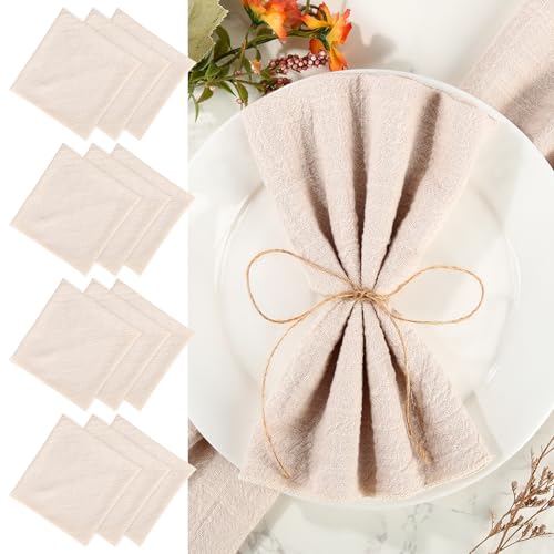 12 Stück Stoffservietten Beige mit Verschlussrand, 42x42cm Leinenservietten, Baumwolle Servietten Stoff, Tischservietten Stoff mit 10m Schnur für Familienfeiern, Hochzeiten, Geburtstage 12 Stück Stoffservietten Beige mit Verschlussrand, 42x42cm Leinenservietten, Baumwolle Servietten Stoff, Tischservietten Stoff mit 10m Schnur für Familienfeiern, Hochzeiten, Geburtstage von RVLZKCPG