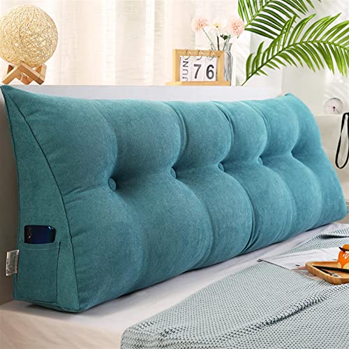 RVUEM Dreieckiges Keilkissen, Positionierungshilfe RüCkenlehnenkissen Zum Lesen, Dekorative KöRperwurfkissen, Daybed-RüCkenlehne, Mit Abnehmbarem Bezug, FüR Sofa/Bett,Blau,200 * 50 * 20CM von RVUEM