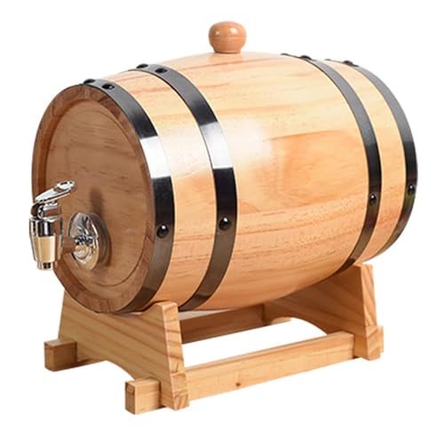 RVUEM Mini Eichenfass, Weinfass, Eichenholz Fass, Whiskyspender, Horizontales Holzfass FüR Rotwein, Einzigartiges Miniatur Whiskyfass Aus Holz, Zum Reifen Von Cocktails Weinrum,Wood,3L von RVUEM