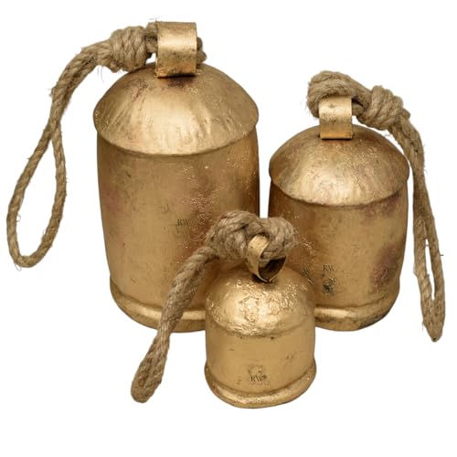 Handgefertigte rustikale RW-Glocken zum Aufhängen, Vintage-Design, 3 Stück – Harmonie-Kuhglocken für glückliche Weihnachtsdekoration Handgefertigte rustikale RW-Glocken zum Aufhängen, Vintage-Design, 3 Stück – Harmonie-Kuhglocken für glückliche Weihnachtsdekoration von RW REPLICA WAREHOUSE