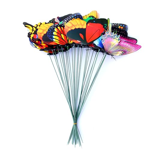 RWAJZAX 50 PCs Plug In Schmetterlinge Farbenfrohe Wasserdicht Für Schmetterling Gartendekor Für Innenräume Freien Freien Terrasse Weihnachtsdekoration Gartendekoration Kunsthandwerk von RWAJZAX