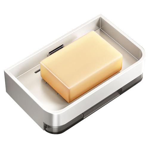 RWAJZAX Moderne Seifenschale Aluminiumlegierung Seifenhalter Mit Abnehmbarem Tropfschale Doppelschicht Praktisch Und Schicke Halterschale Mit Wasserschale von RWAJZAX