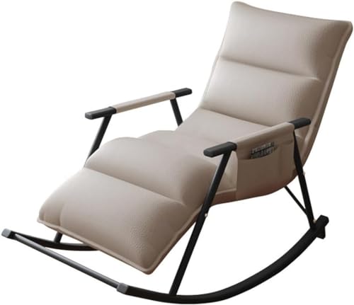 RWCCCRW Freizeitsofa -Schaukelstuhl? Segelflugstich mit hoher Rückenlehne Leder Rocker Liegestühle Mitte des Jahrhunderts Sessel für Wohnzimmer, Einzelpackung von RWCCCRW