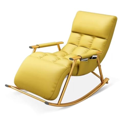 RWCCCRW Kindergartenschaukel, Schaukelstuhl Relaxstuhl mit Stahlbeinen, künstlicher Leder -gepolsterter Sitz Wohnzimmer Comfy Sofa Stuhl Sessel mit Verstellbarer Fußstütze von RWCCCRW