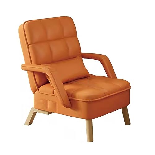 RWCCCRW Rockstuhl Sessel, Freizeitstuhl weich mit verstellbarem Rücken, Kunstlederstuhl mit Holzbeinen, Liegestule Sofa Stuhl mit Armlehne, moderner Schreibtischstuhl bequemer Kissensitz von RWCCCRW