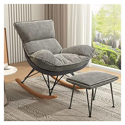 RWCCCRW Sun Loungers, Segelflugzeug rockiger Sessel Moderner Akzent Wohnzimmerstuhl Rocker Stuhl mit massivem Waldbasi von RWCCCRW