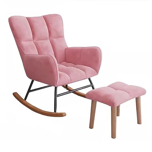 RWCCCRW Velvet -Schaukelstuhl mit Fußstütze, Moderne hohe Rückenschaukel -Kindergartenpolsterer Akzent Rocker Sessel Wohnzimmer Lounge Stuhl von RWCCCRW