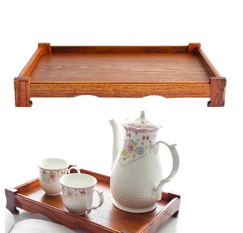 RWEUOQ Dekotablett Dekotablett Couchtisch Tablett Holz Tablett rechteckig Holztablett, Großes Serviertablett Holz Tablett für Couchtisch-Tablett hoher Rand von RWEUOQ