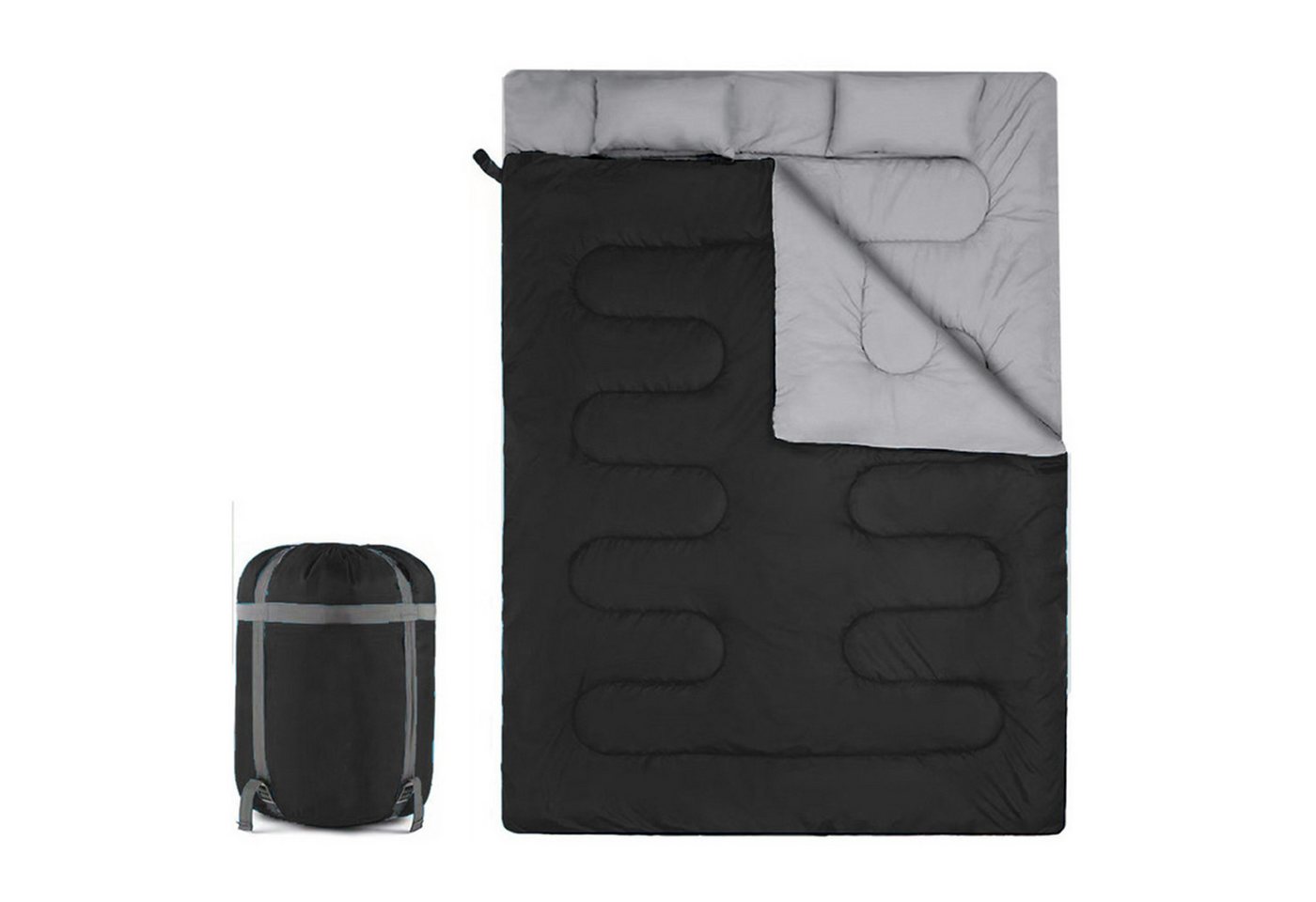 RWEUOQ Doppelschlafsack 2-Personen Schlafsack teilbar mit 2 Kopfkissen (190+30cm*150cm, 1 tlg), Hüttenschlafsack wasserabweisend, atmungsaktiv von RWEUOQ