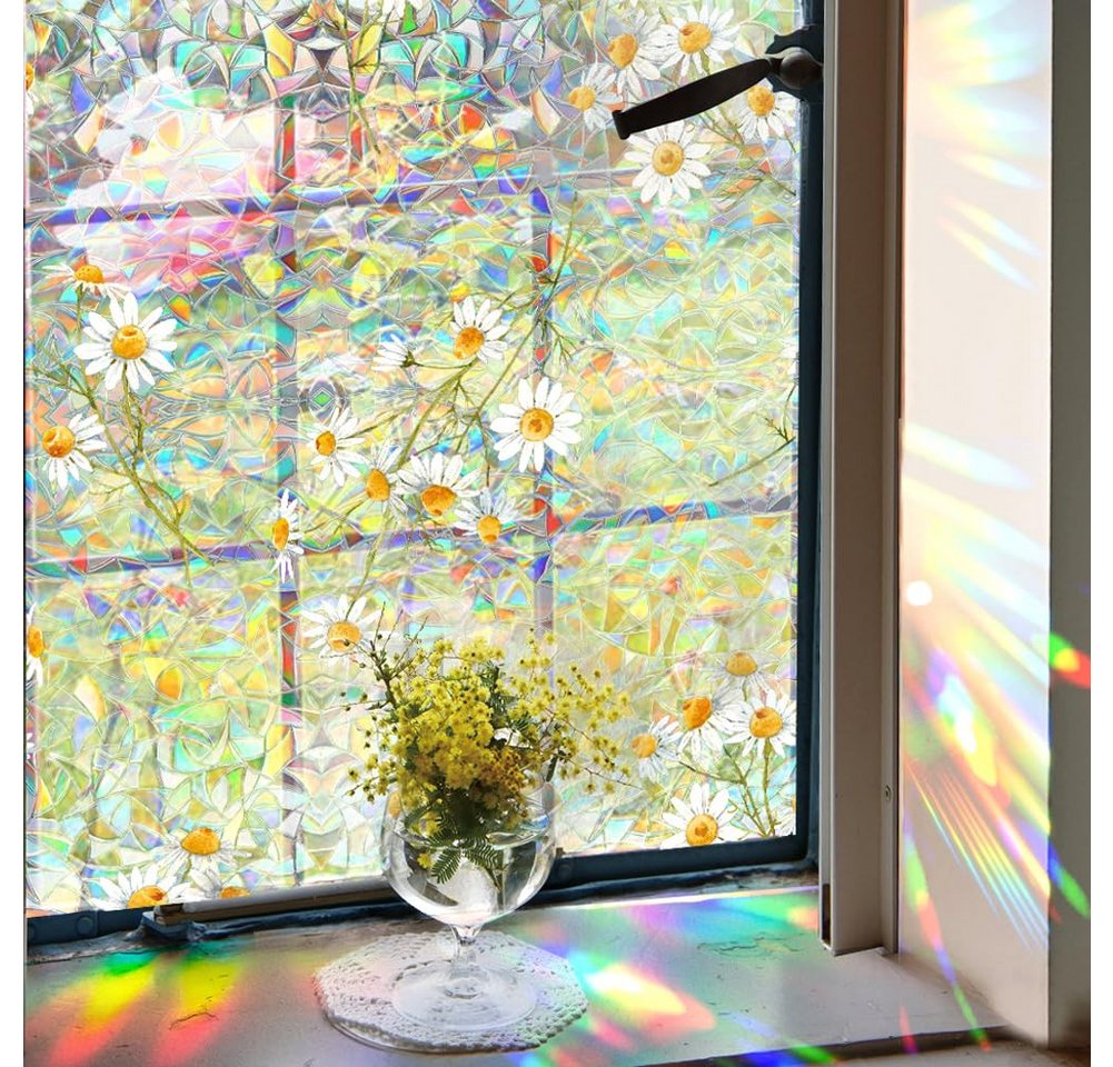 RWEUOQ Fensterfolie 2er-Set Regenbogen Fensterfolie mit Gänseblümchen, 100 x 43 cm, 3D-Sichtschutzfolie statisch ohne Kleber, dekorativer Fensteraufkleber RWEUOQ Fensterfolie 2er-Set Regenbogen Fensterfolie mit Gänseblümchen, 100 x 43 cm, 3D-Sichtschutzfolie statisch ohne Kleber, dekorativer Fensteraufkleber von RWEUOQ