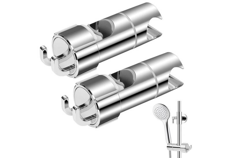 RWEUOQ Brausegarnitur 2 Stück Universal Handbrause Halterung Duschkopf Halter, 2 tlg., Duschstange Ohne Bohren für 18–25 mm Duschstange, Shower Holder, 360° Drehbar Verstellbarer Duschhalterung für Duschkopf mit 2 Haken von RWEUOQ