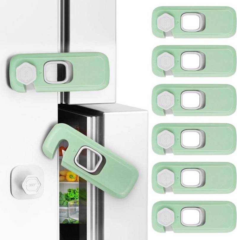 RWEUOQ Kindersicherung Kindersicherung 6 Stück Kindersicherung Fenstergriff Ohne Bohren, Doppelversicherung Baby Schubladensicherung 10*4*2CM von RWEUOQ