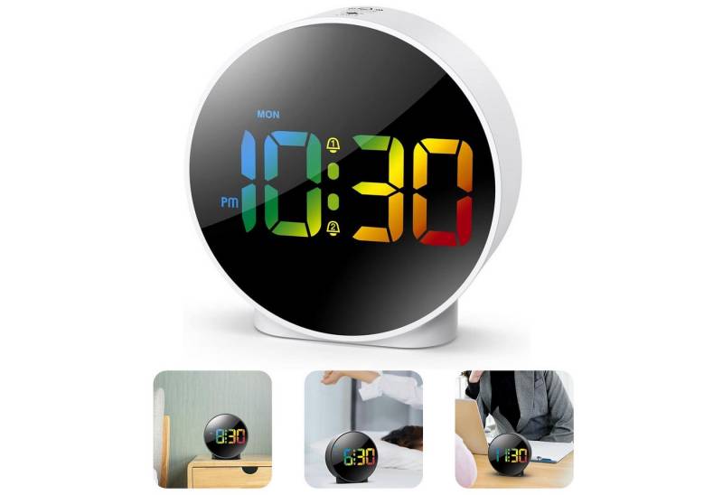 RWEUOQ Kinderwecker Kinderwecker Wecker LED Wecker Digital, Wecker Nachttisch Tragbarer Tischuhr 4 beänderbare Helligkeit, RGB-Nachtlicht von RWEUOQ