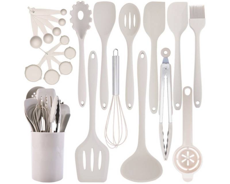 RWEUOQ Kochbesteck-Set Kochgeschirr Set aus Silikon Küchenhelfer, Küchenzubehör Set (22 Stück Kochutensilien Kochgeschirr), Hitze- und brühfest, antihaftbeschichtet und leicht zu reinigen von RWEUOQ