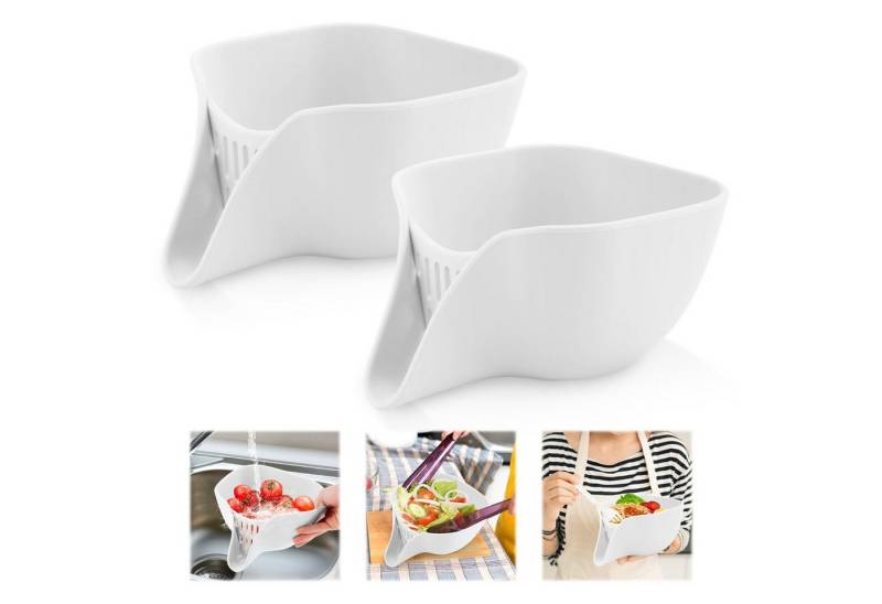 RWEUOQ Küchensieb 2 Stück Multifunktionaler Abtropfkorb Mit Ausguss,spülmaschinenfest, (2er Set Silikon-Abflusskörbe für Küche und Lebensmittel, 2-St., Multifunktionale Abtropfkörbe für Obst, Gemüse und Nudeln), Lebensmittelechtes Silikon, spülmaschinenfest, platzsparend von RWEUOQ