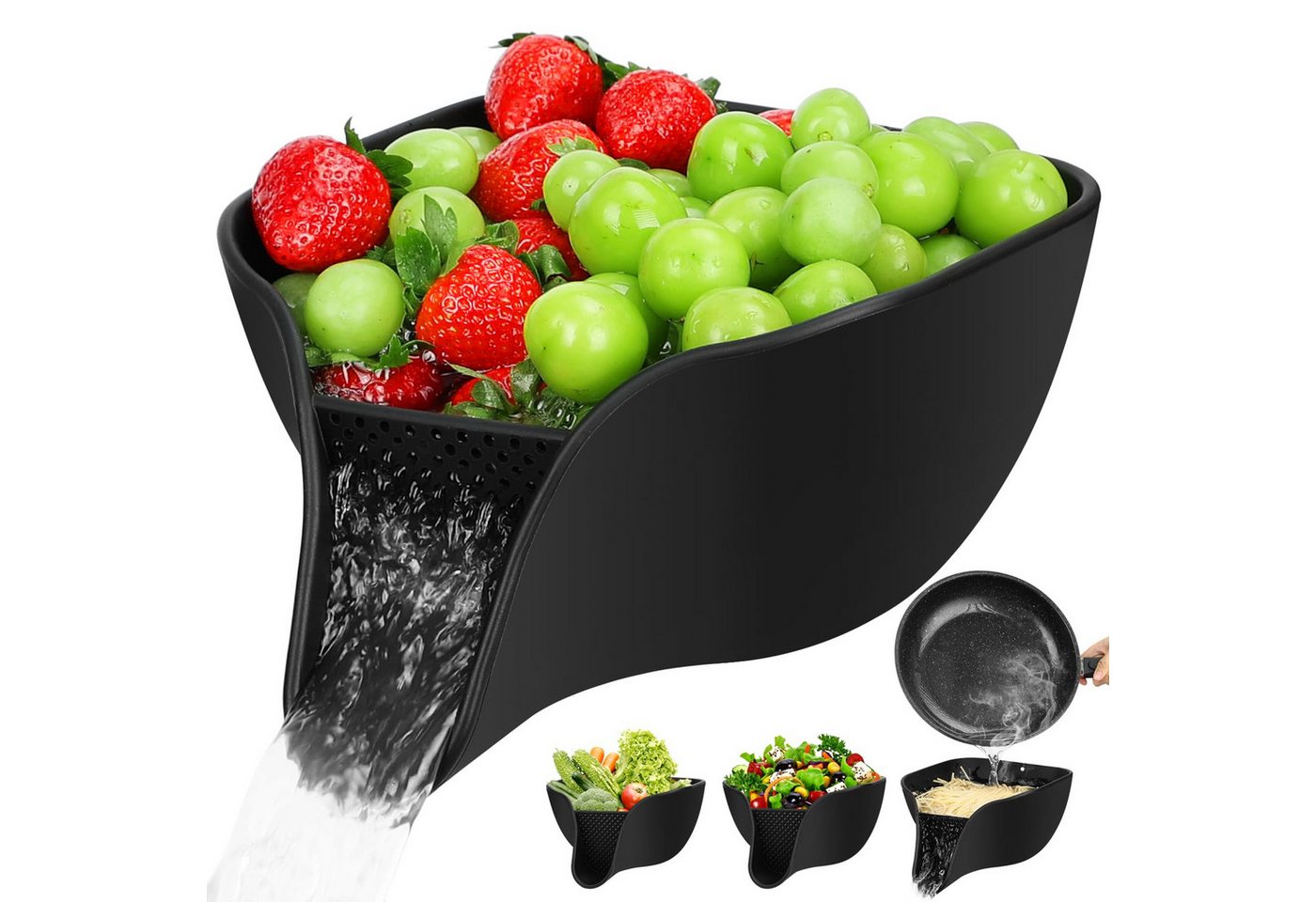 RWEUOQ Küchensieb 2 Stück Multifunktionaler Abtropfkorb Mit Ausguss,spülmaschinenfest, (2er Set Silikon-Abflusskörbe für Küche und Lebensmittel, 2-St., Multifunktionale Abtropfkörbe für Obst, Gemüse und Nudeln), Lebensmittelechtes Silikon, spülmaschinenfest, platzsparend RWEUOQ Küchensieb 2 Stück Multifunktionaler Abtropfkorb Mit Ausguss,spülmaschinenfest, (2er Set Silikon-Abflusskörbe für Küche und Lebensmittel, 2-St., Multifunktionale Abtropfkörbe für Obst, Gemüse und Nudeln), Lebensmittelechtes Silikon, spülmaschinenfest, platzsparend von RWEUOQ