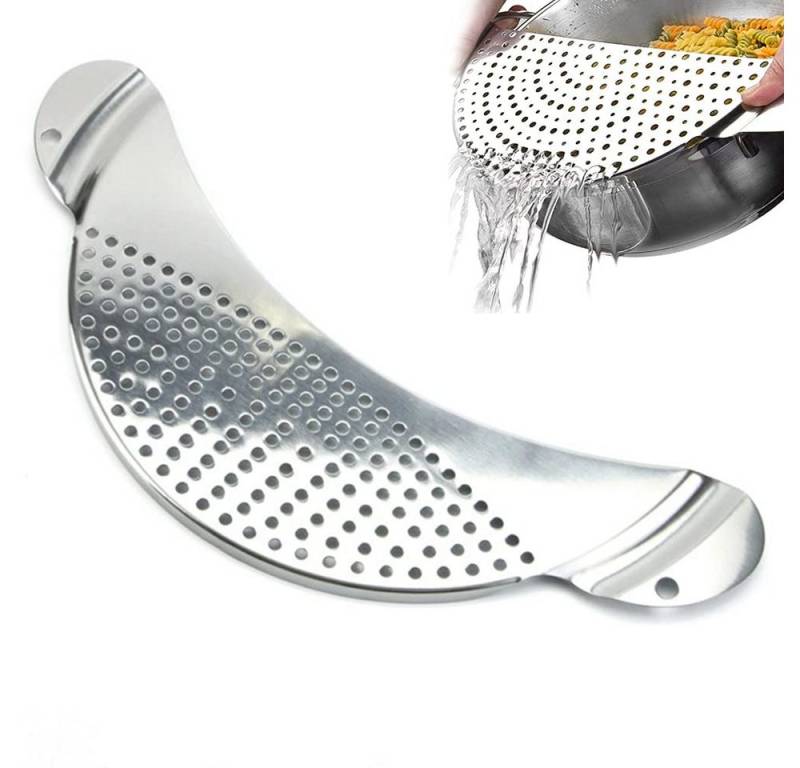 RWEUOQ Küchensieb Nudelsieb Edelstahl Ø33cm Abfluss-Siebkörbchen Held Topfsieb Edelstahl, (Zahnbürstenhalter mit Ablage für Badutensilien und Kosmetik, Praktische Aufbewahrungslösung für Badezimmerutensilien), Hygienisch, abnehmbar, rutschfest, umweltfreundlich, langlebig von RWEUOQ