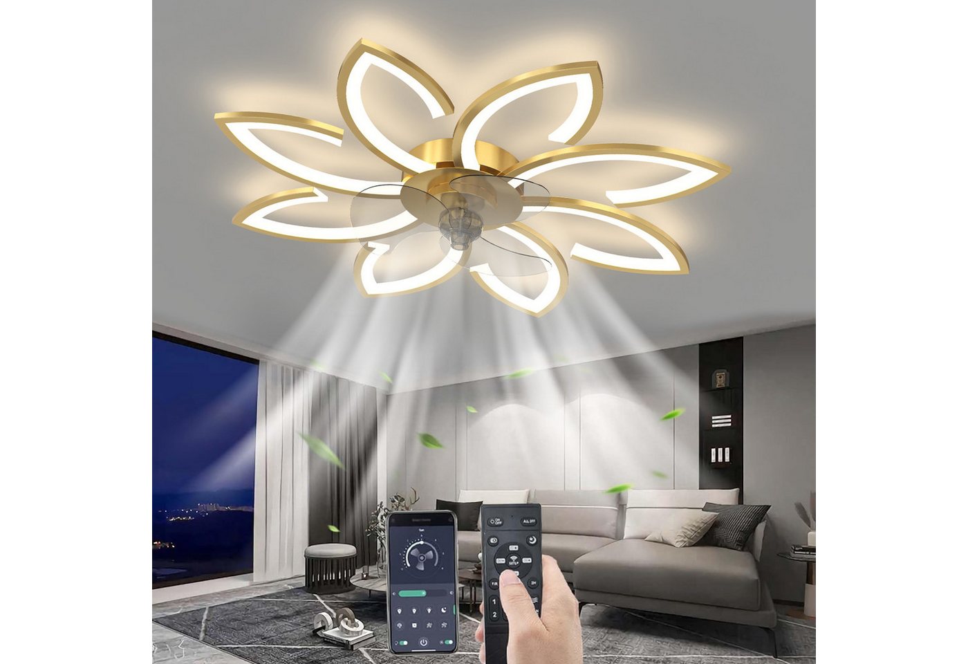RWEUOQ LED Deckenleuchte Lüfterlicht mit Fernbedienung LED dimmbarer 6 Geschwindigkeiten Ø90cm, Leise umkehrbar dimmbar smart steuerbar modernes Design RWEUOQ LED Deckenleuchte Lüfterlicht mit Fernbedienung LED dimmbarer 6 Geschwindigkeiten Ø90cm, Leise umkehrbar dimmbar smart steuerbar modernes Design von RWEUOQ