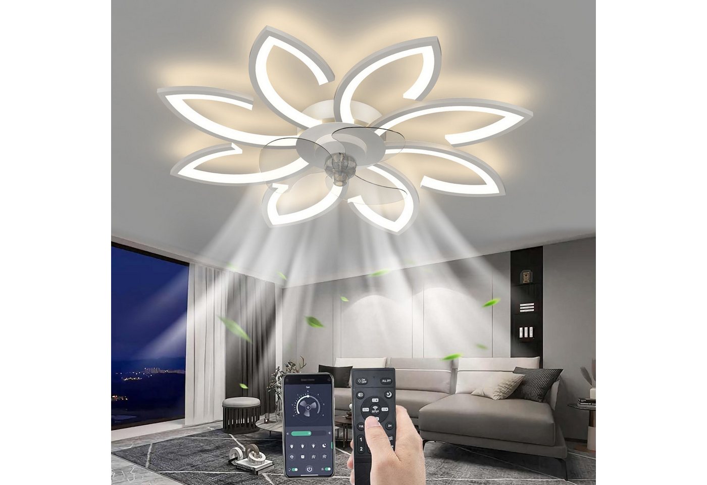 RWEUOQ LED Deckenleuchte Lüfterlicht mit Fernbedienung LED dimmbarer 6 Geschwindigkeiten Ø90cm, Leise umkehrbar dimmbar smart steuerbar modernes Design RWEUOQ LED Deckenleuchte Lüfterlicht mit Fernbedienung LED dimmbarer 6 Geschwindigkeiten Ø90cm, Leise umkehrbar dimmbar smart steuerbar modernes Design von RWEUOQ