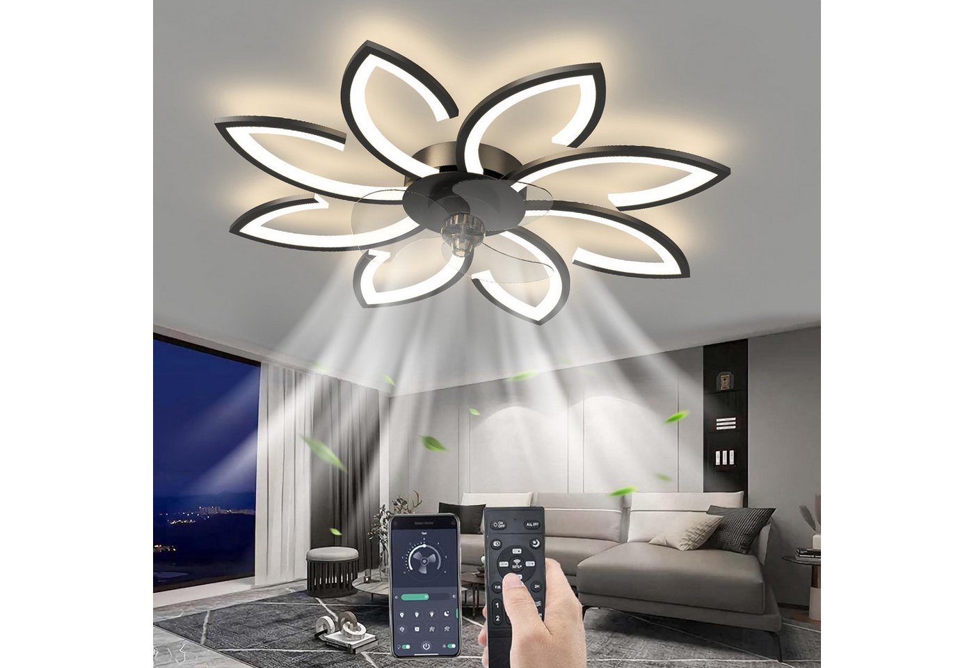 RWEUOQ LED Deckenleuchte Lüfterlicht mit Fernbedienung LED dimmbarer 6 Geschwindigkeiten Ø90cm, Leise umkehrbar dimmbar smart steuerbar modernes Design RWEUOQ LED Deckenleuchte Lüfterlicht mit Fernbedienung LED dimmbarer 6 Geschwindigkeiten Ø90cm, Leise umkehrbar dimmbar smart steuerbar modernes Design von RWEUOQ