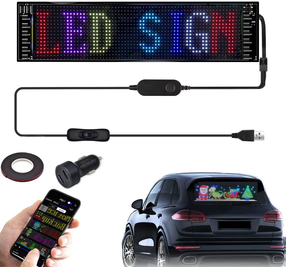 RWEUOQ LED-Dekofigur Flexibler LED Anzeigetafel Namensschild 12x 47cm Programmierbar (1 St), für Auto LKW Namensschilder Text Graffiti Smart App Bluetooth USB RWEUOQ LED-Dekofigur Flexibler LED Anzeigetafel Namensschild 12x 47cm Programmierbar (1 St), für Auto LKW Namensschilder Text Graffiti Smart App Bluetooth USB von RWEUOQ