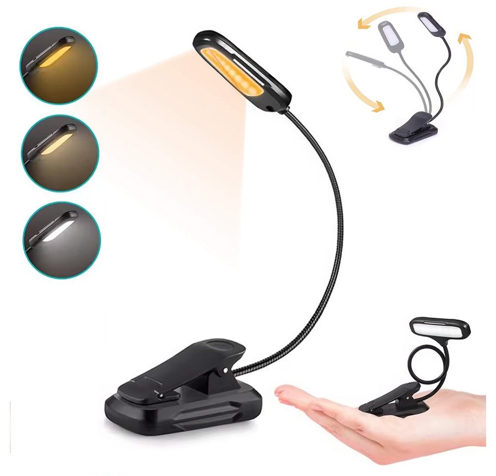 RWEUOQ LED Leselampe Leselampe Buch Klemme 360° USB Wiederaufladbare Buchlampe, Buchlampe mit 9 LEDs, 3 Farben und Stufenlose Dimmmodi RWEUOQ LED Leselampe Leselampe Buch Klemme 360° USB Wiederaufladbare Buchlampe, Buchlampe mit 9 LEDs, 3 Farben und Stufenlose Dimmmodi von RWEUOQ