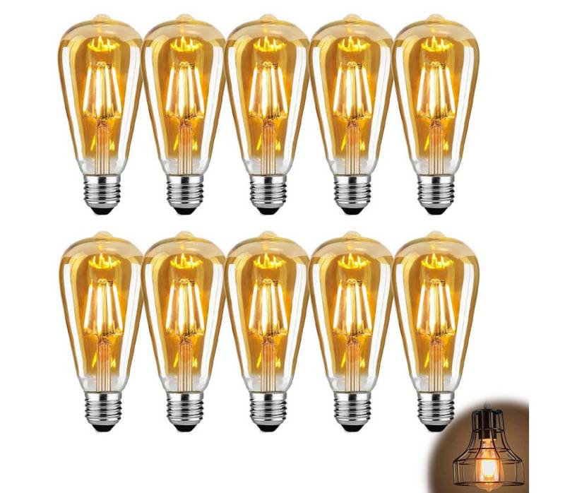 RWEUOQ LED-Leuchtmittel 10-st LED-Leuchtmittel Edison LED Vintage Filament Glühbirne E27, E27, 10 St., Warmes Licht, Lampe Leuchte getöntes Glas warmes licht von RWEUOQ