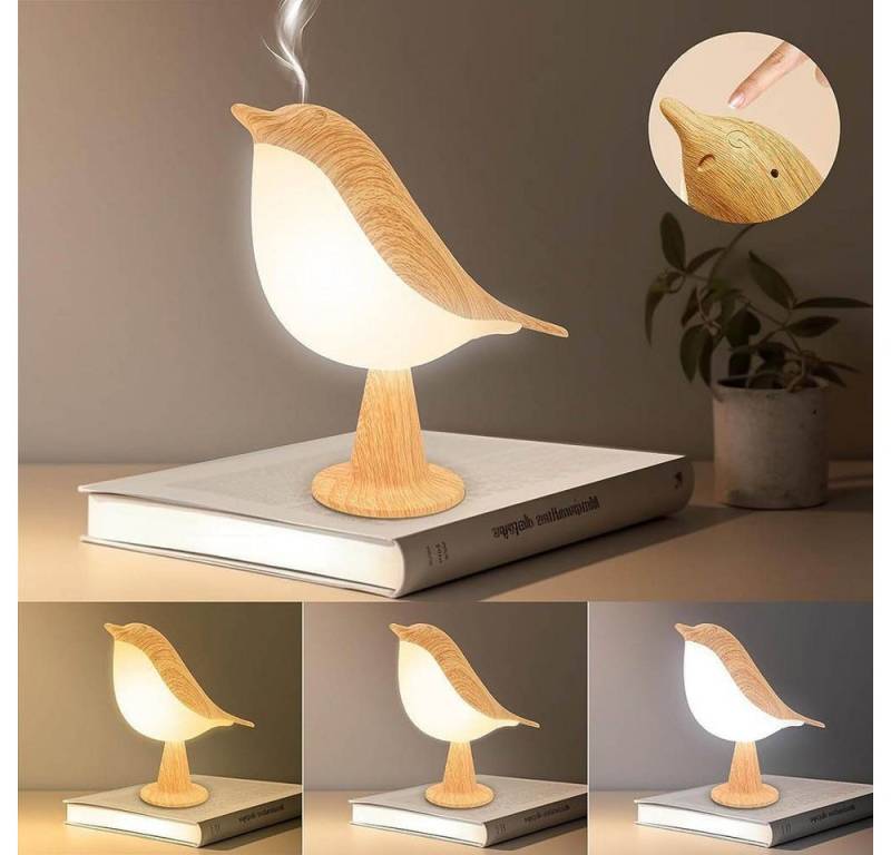 RWEUOQ LED Nachtlicht LED Nachtlicht, Nachttischlampen mit Touch-Steuerung Vogel Tischlampe, LED fest integriert, 3 Modi LED Tischlampe Nachttischlampe/mit USB Typ-C Anschlüssen, für Schlafzimmer Büro College Wohnheim Zimmer Küche von RWEUOQ