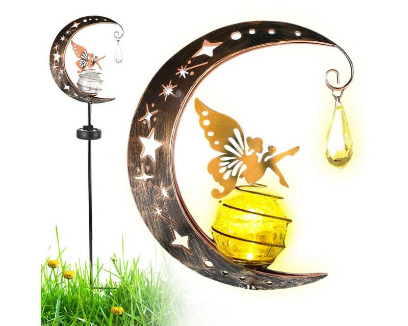 RWEUOQ LED Solarleuchte Garten Solar Flamme Lampe Fackel Solar Gartenlicht, Gartenleuchte in Mondform Automatischer Schalter von RWEUOQ