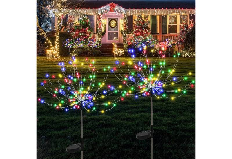 RWEUOQ LED Stehlampe LED Stehlampe Gartenleuchte LED Solarleuchte Dekolichter 2er Set, 120LEDs, 8 Blitzmodi, wasserdicht, für innen und außen, geeignet für Gartenterrassenwege im Freien von RWEUOQ