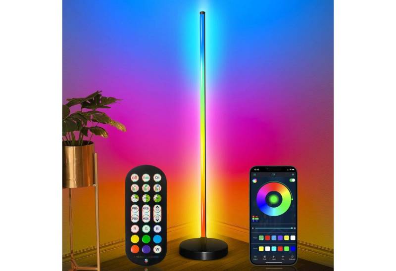 RWEUOQ LED Stehlampe RGB LEDStandleuchten Fernbedienung App Farben Musik Sync Mehrfarbiges, 16 Millionen DIY-Farben Smart Ecklampe für Schlafzimmer Wohnzimmer von RWEUOQ