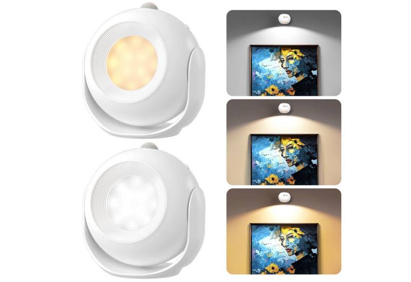 RWEUOQ LED Wandleuchte LED Wandlampe mit Bewegungssensor, 3 Mode,drehbar, ohne Bohren, Bewegungssensor, lange Akkulaufzeit, einfache Installation ohne Bohren von RWEUOQ
